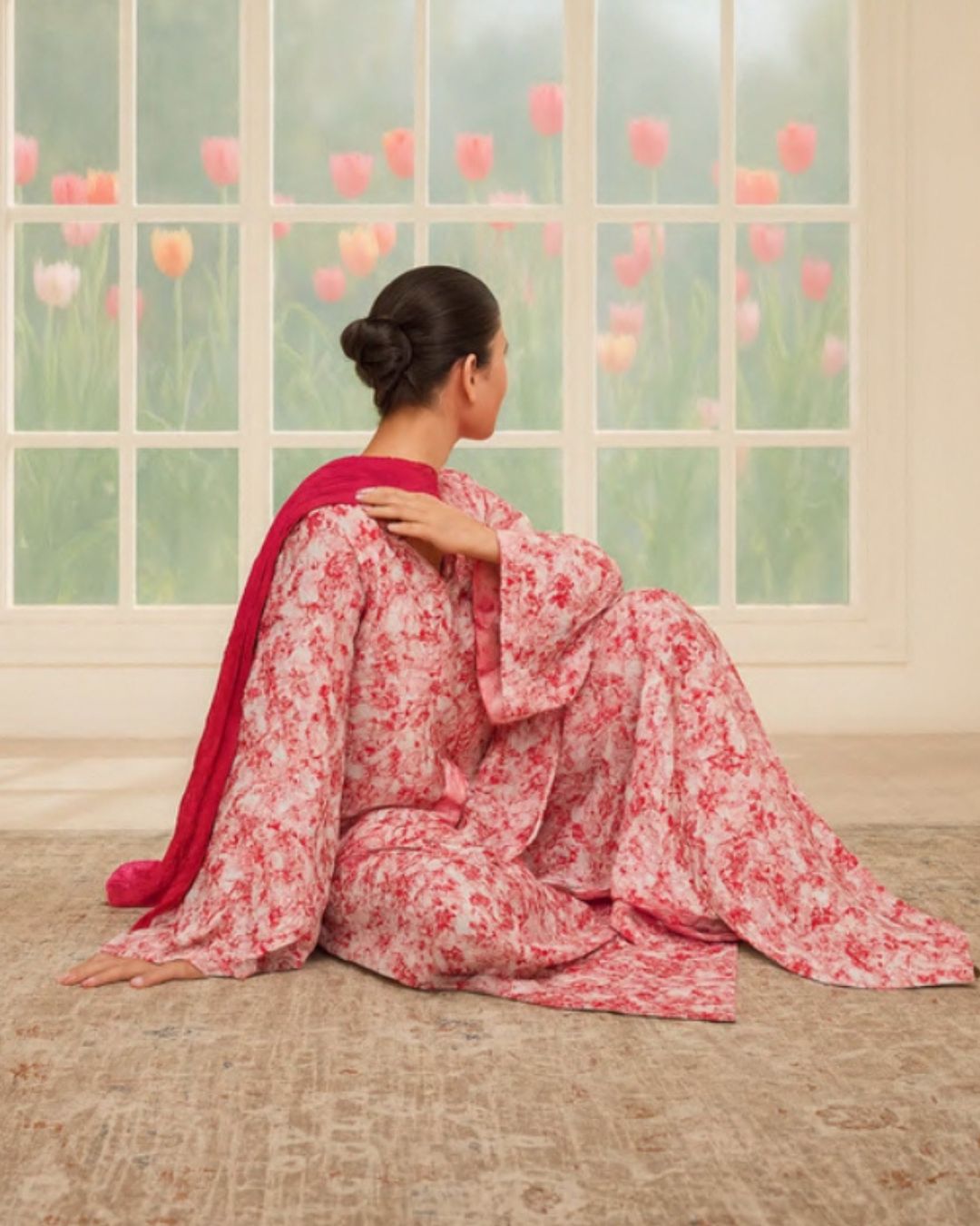 Dawwama (White w/pink & peach)